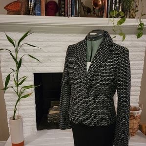 Ann Taylor Black and White Tweed Suit Jacket
